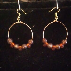 ❤️ Handmade Unique Glass Tear drop & marbleized Beaded Earrings